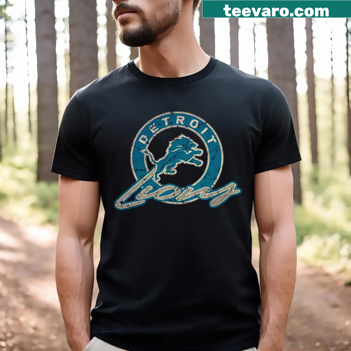 Vintage Detroit Lions T-shirt with classic team graphics — on a men's t-shirt
