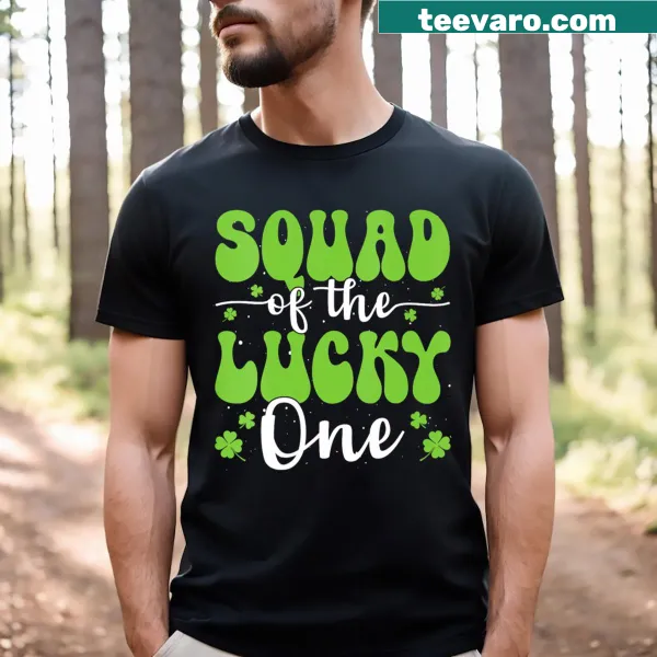 V-neck T-shirt celebrating a first birthday with St. Patrick's Day theme