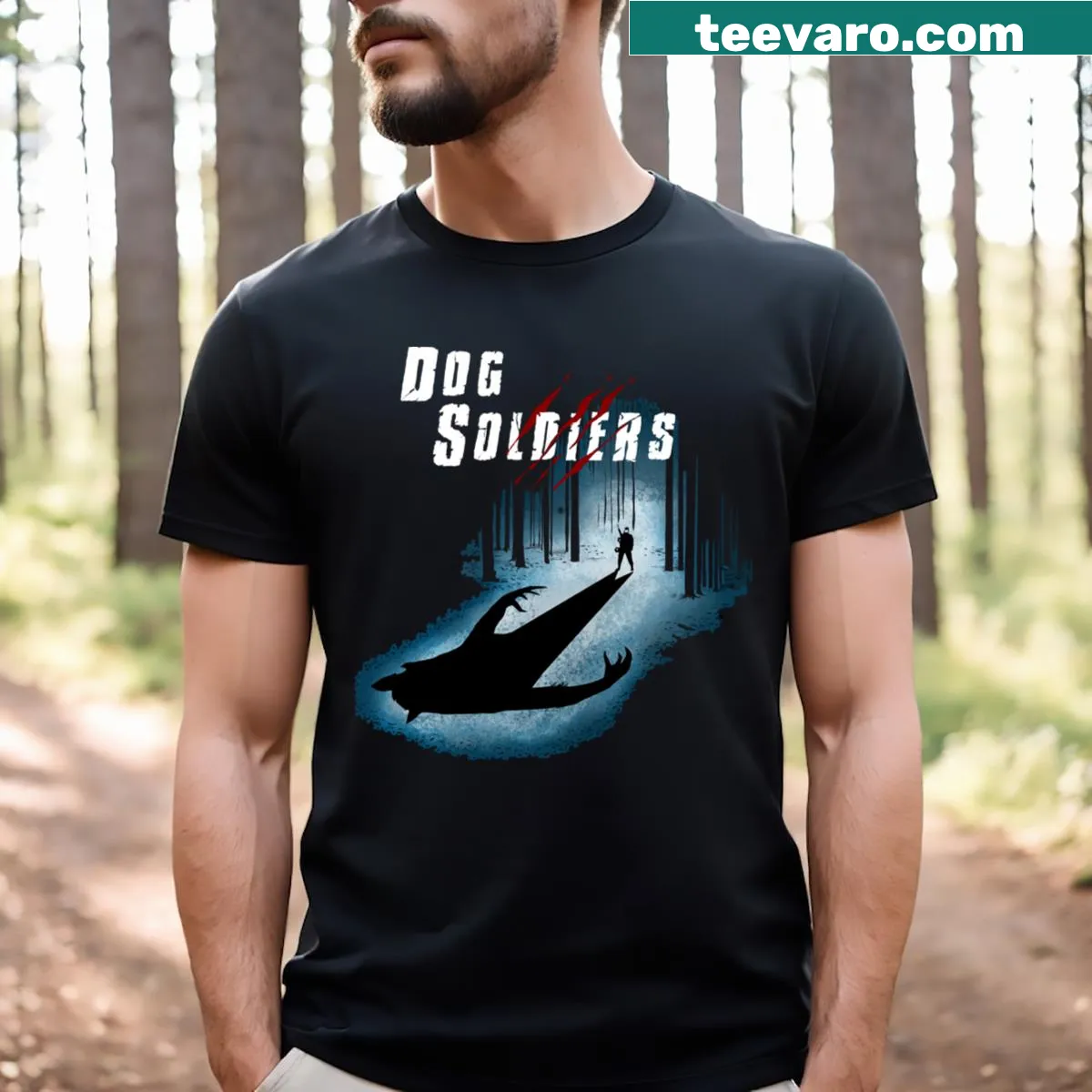 Rustic woodsman graphic on a nature-themed t-shirt — on a men's t-shirt