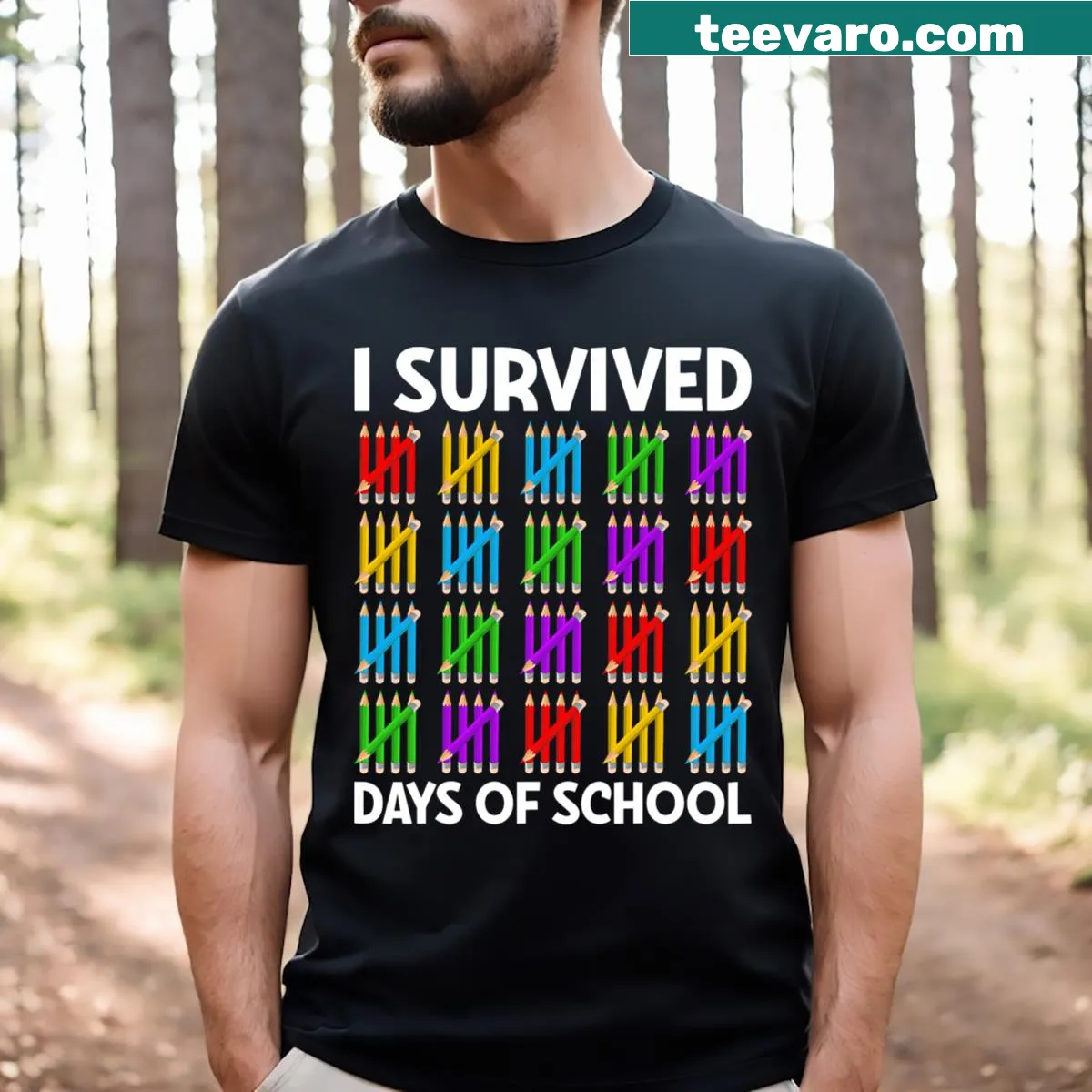 Kids' T-shirt celebrating 100 days of school with playful typography — on a men's t-shirt