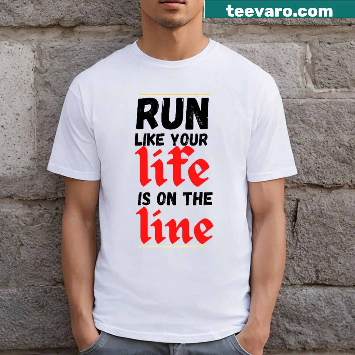 T-shirt with playful graphic of 'Angry Runs' and football motif — on a men's t-shirt