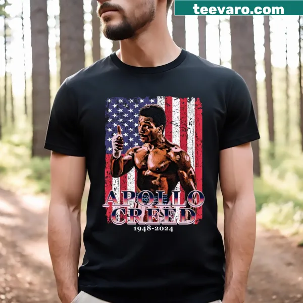 Memorial T-shirt for Apollo Creed featuring thoughtful lettering