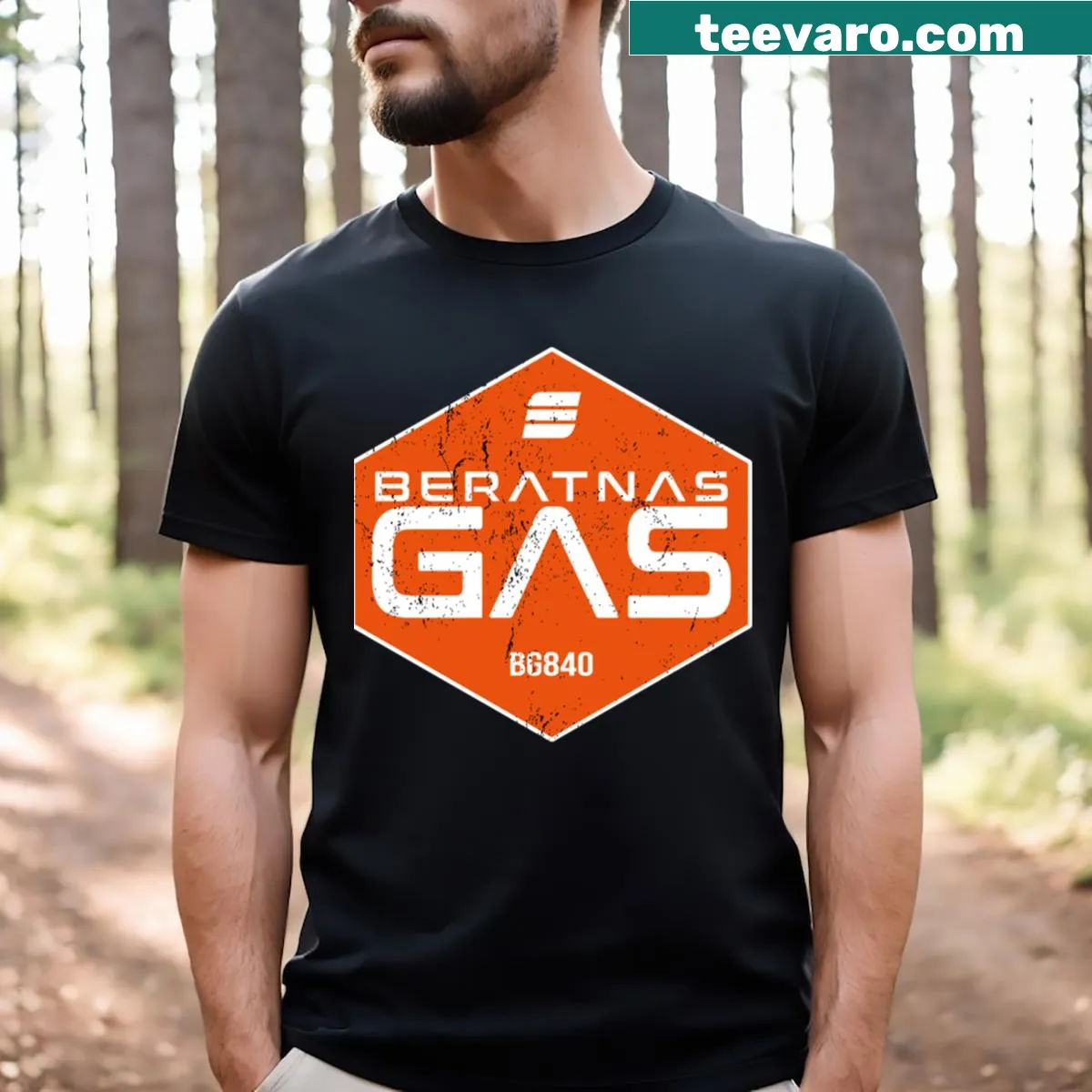 Beratnas Gas logo shirt in a minimalist style — on a men's t-shirt