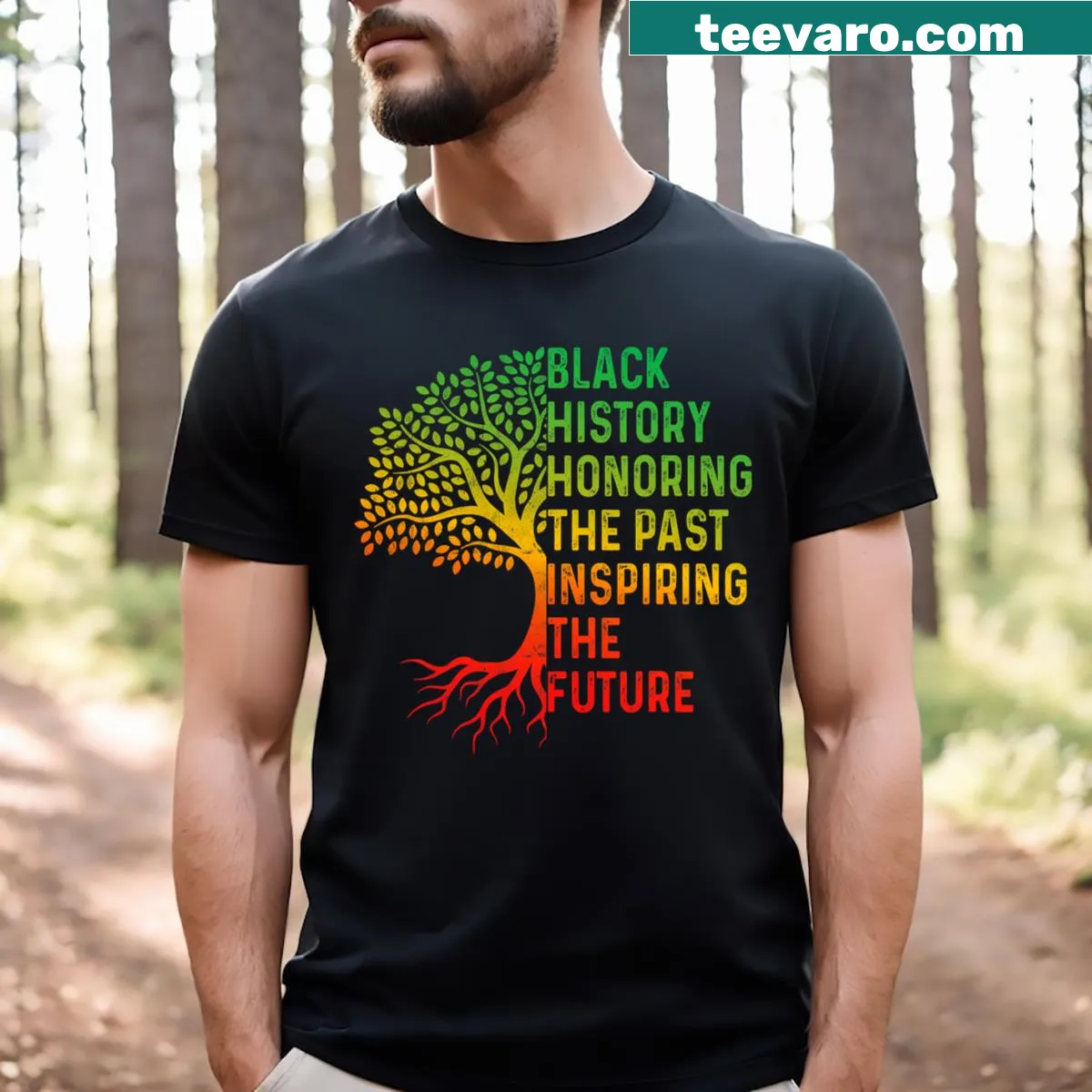 Shirt honoring past and inspiring future generations — on a men's t-shirt