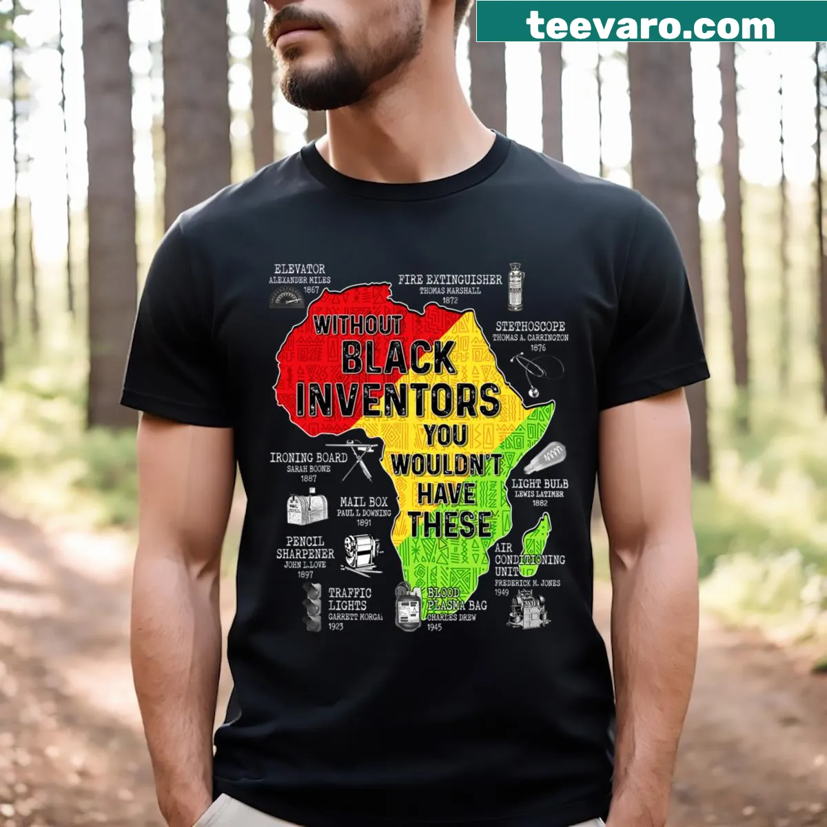 Kid T-shirt with 'Black Inventors, Black Excellence' text — on a men's t-shirt