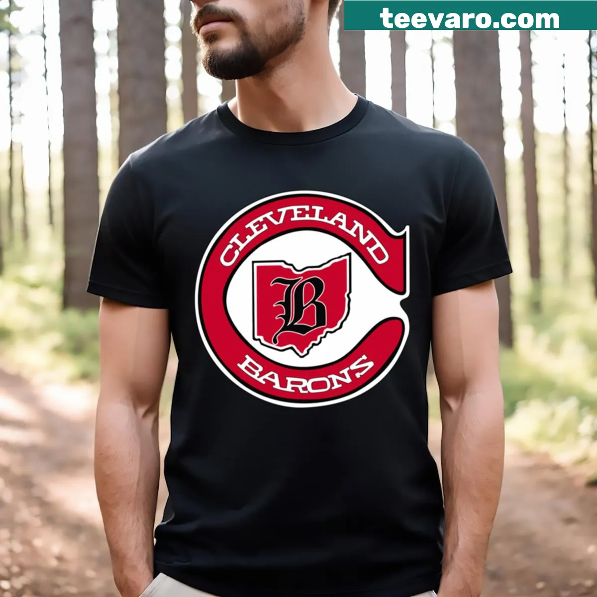 Cleveland Barons logo T-shirt for hockey fans — on a men's t-shirt