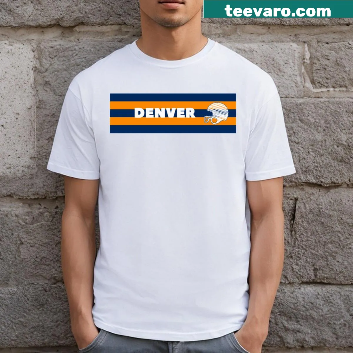Illustrative Denver Football t-shirt celebrating the team's spirit, designed as a gift. — on a men's t-shirt