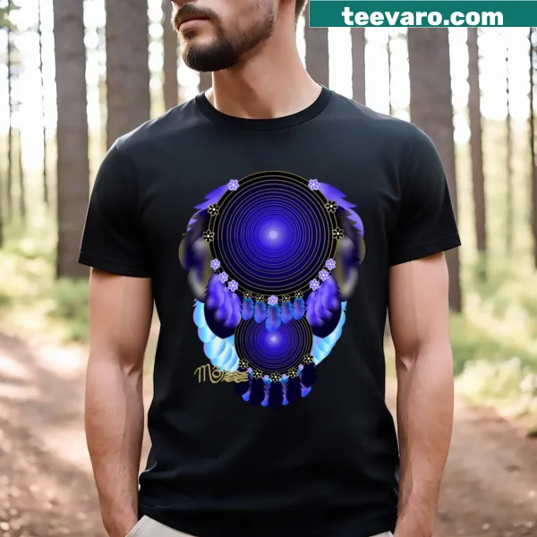 Dream catcher graphic t-shirt symbolizing peace and good dreams.