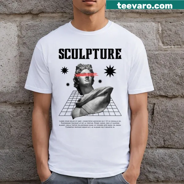 Minimalist line art t-shirt with ethereal sculptures design