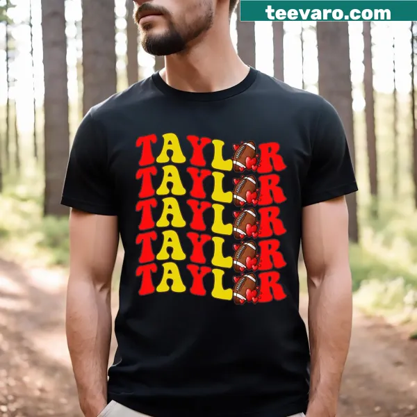 Personalized retro t-shirt featuring the name 'Taylor' in groovy lettering