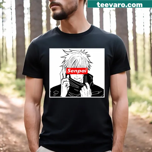 Playful Gojo Senpai cartoon t-shirt