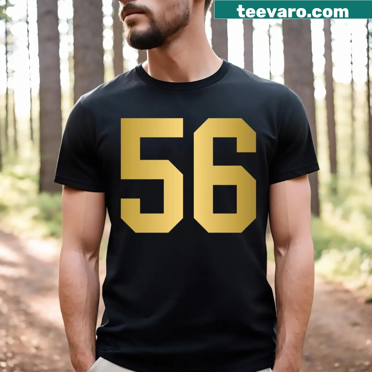 T-shirt featuring sports number 56 — on a men's t-shirt