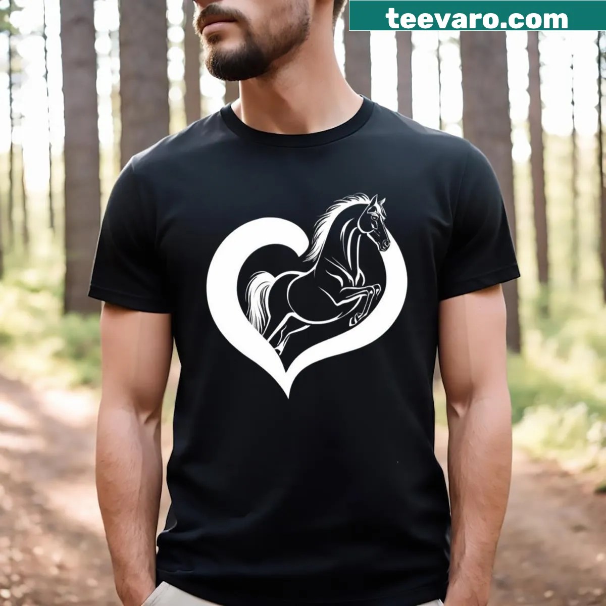 Horse and heart illustration t-shirt — on a men's t-shirt