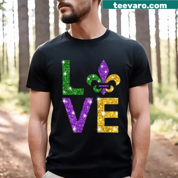 Kids Mardi Gras t-shirt with a fun 'I Love Mardi Gras' design
