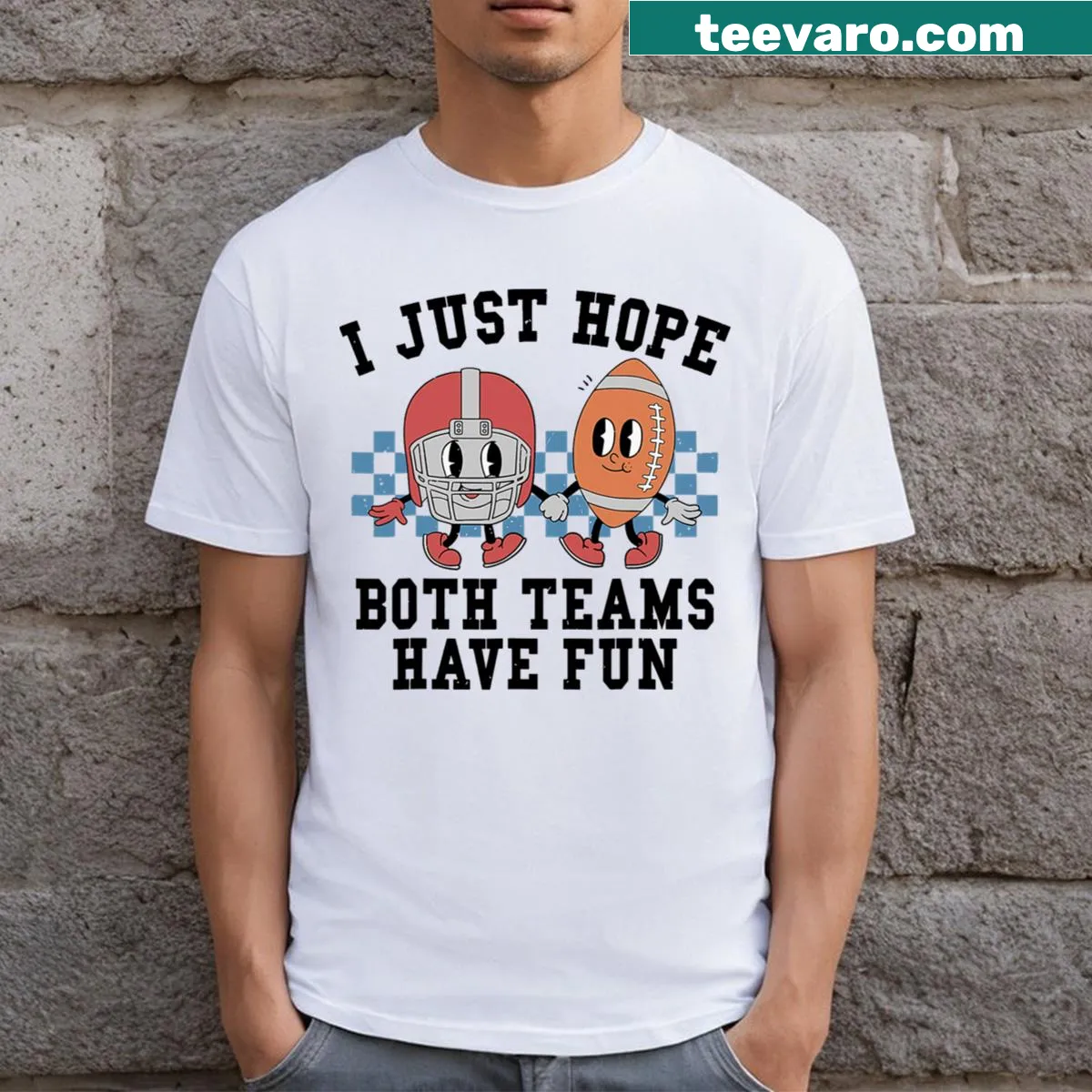 Fun football t-shirt with a positive sportsmanship message — on a men's t-shirt