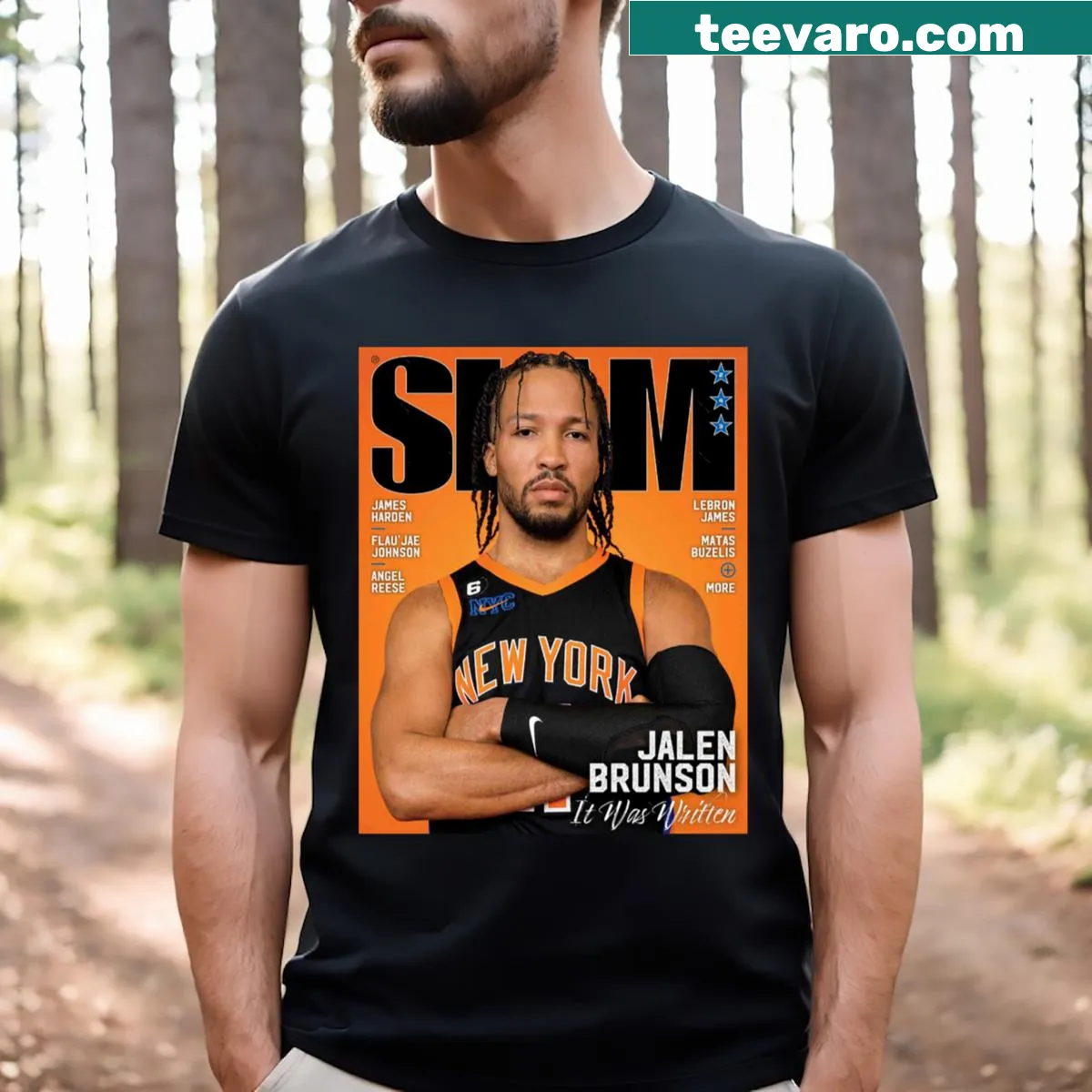 T-shirt featuring Jalen Brunson's name for basketball fans — on a men's t-shirt