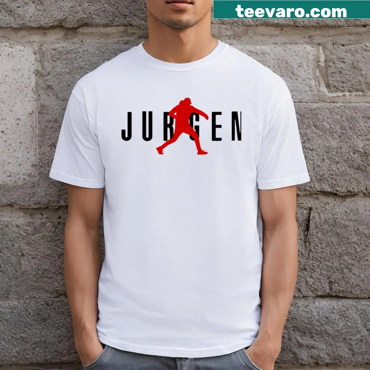Stylish T-shirt featuring Jurgen Klopp's logo — on a men's t-shirt
