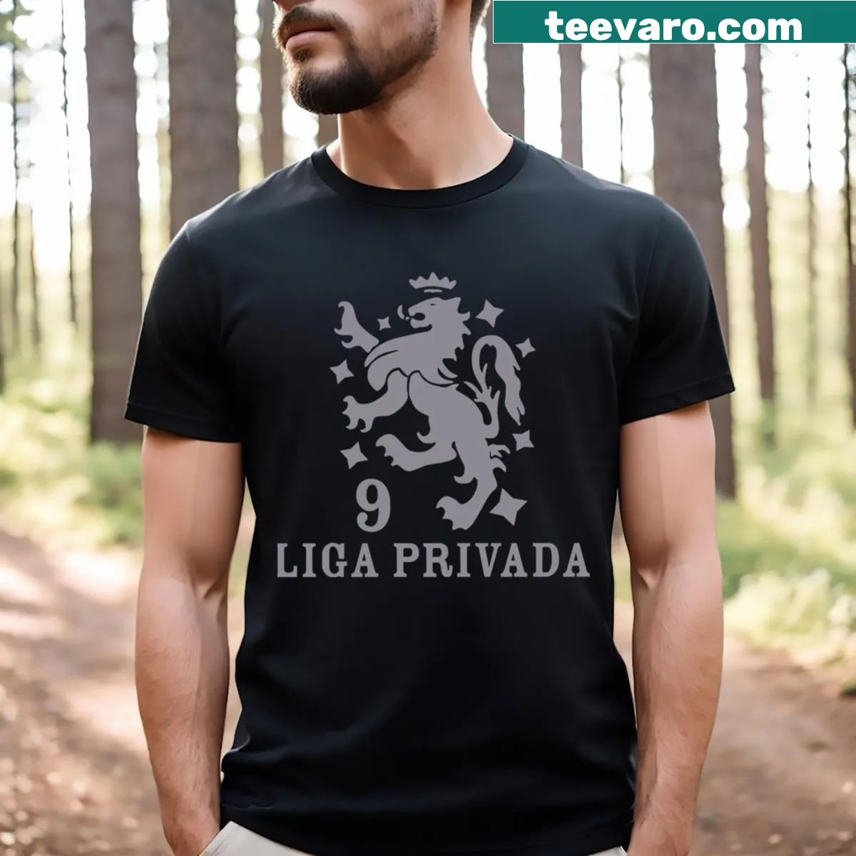 Liga Privada Cigars logo printed on a simple t-shirt — on a men's t-shirt