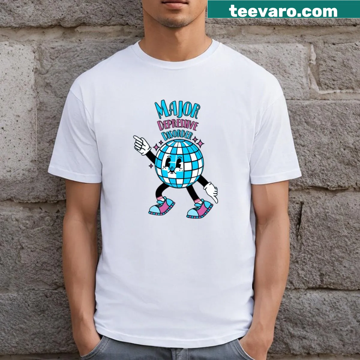 T-shirt with bold typography addressing Major Depressive Disorder — on a men's t-shirt