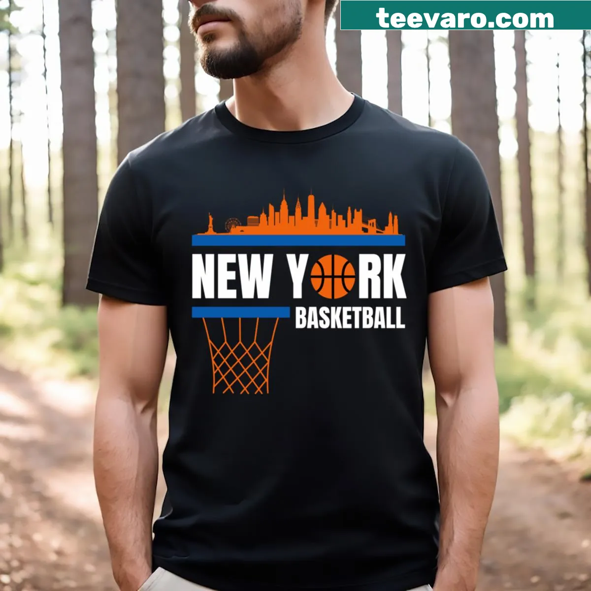 Vintage New York Knicks t-shirt with retro basketball graphic — on a men's t-shirt