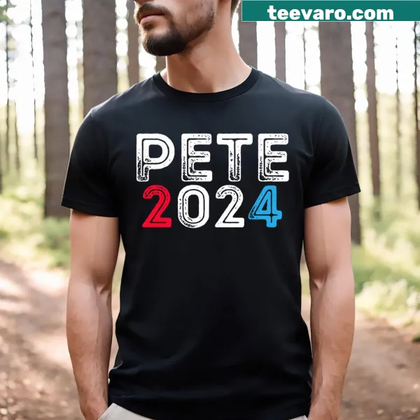 Pete Buttigieg 2024 campaign t-shirt with blue wave design
