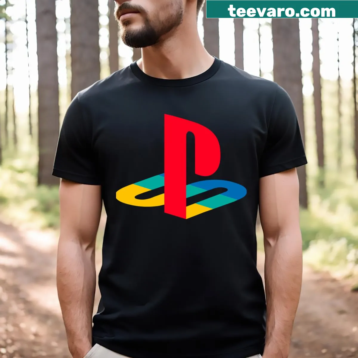 Minimalist PS logo graphic on a t-shirt — on a men's t-shirt