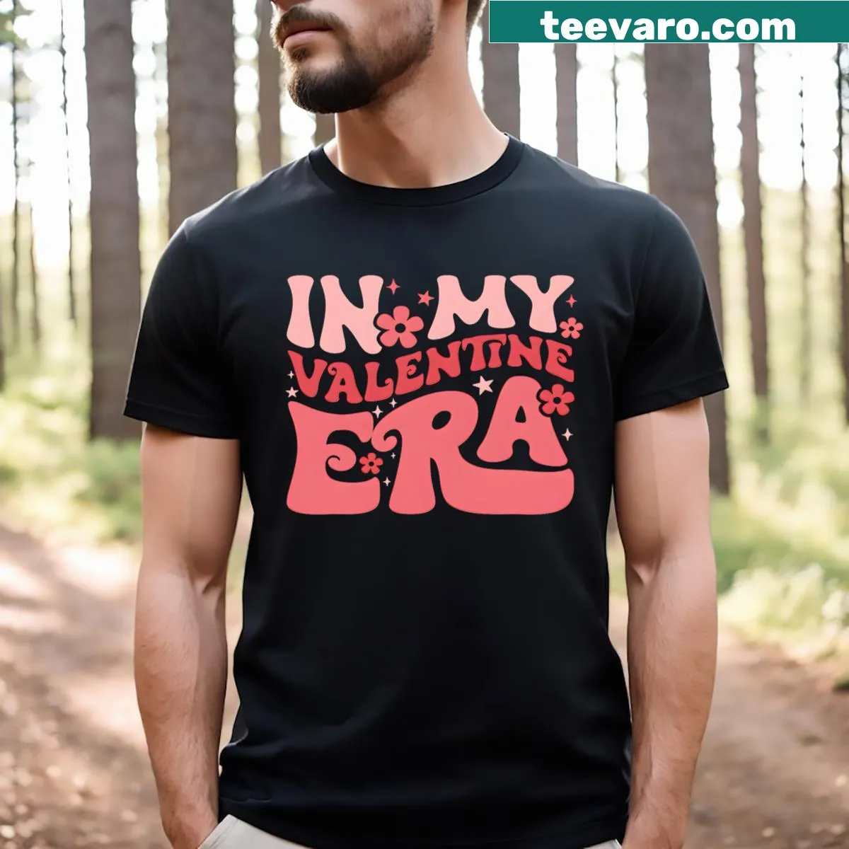 Retro Valentine's Day t-shirt with playful graphics and text. — on a men's t-shirt