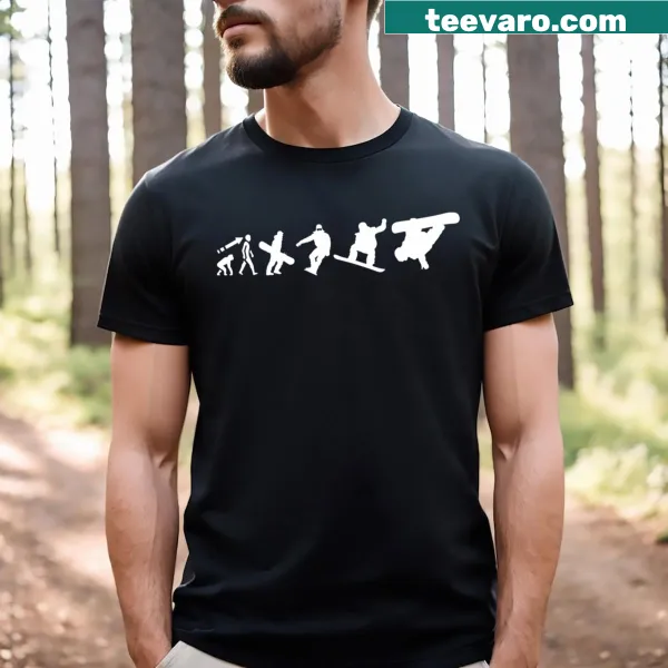 Snowboard Evolution graphic T-shirt for snowboard enthusiasts