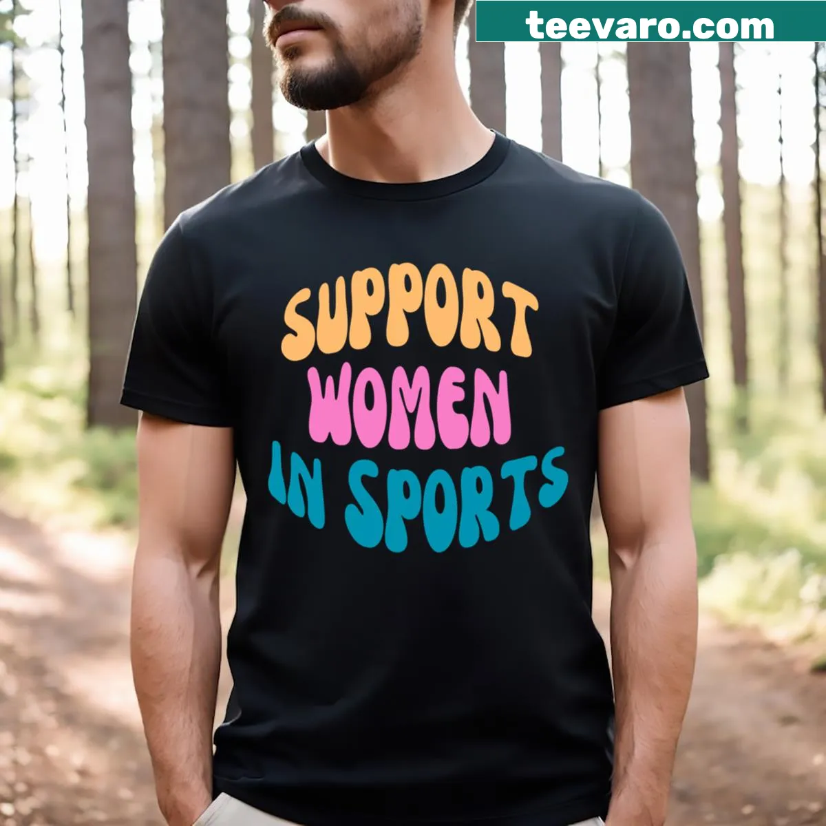 Inspirational sports support T-shirt with bold typography — on a men's t-shirt
