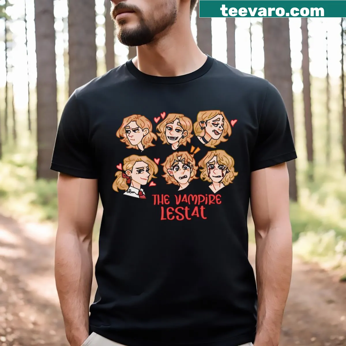 T-shirt featuring an illustration of the Vampire Lestat — on a men's t-shirt
