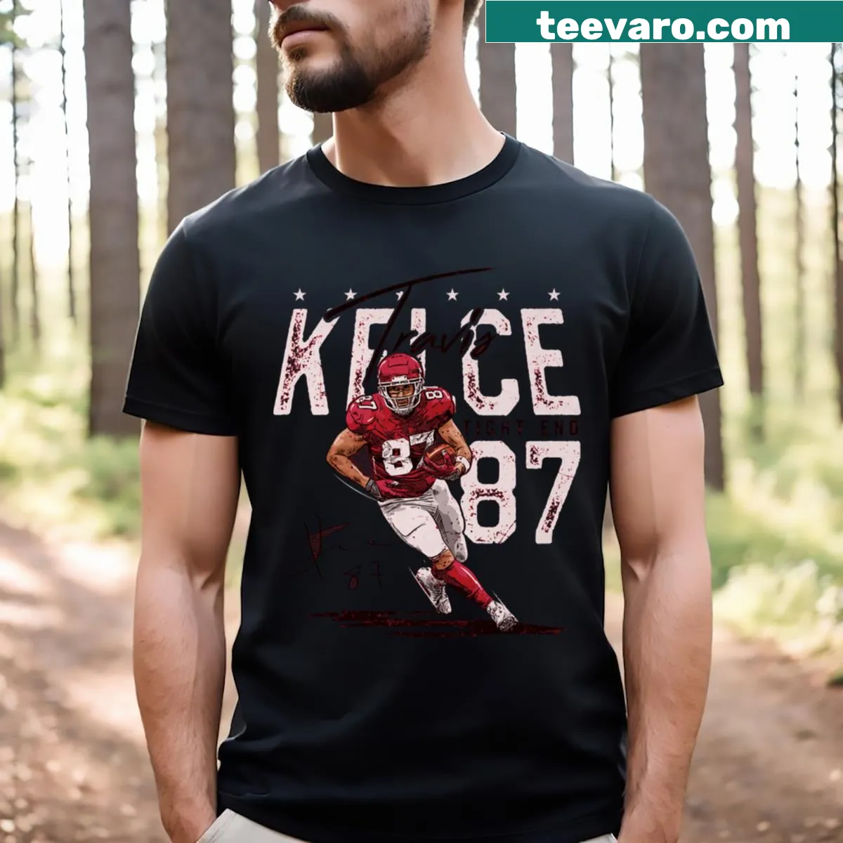 Kansas City Stars themed t-shirt featuring Travis Kelce — on a men's t-shirt