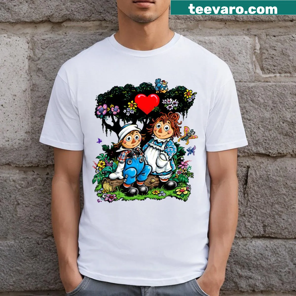 T-shirt with the text 'We Love You' in a playful font — on a men's t-shirt