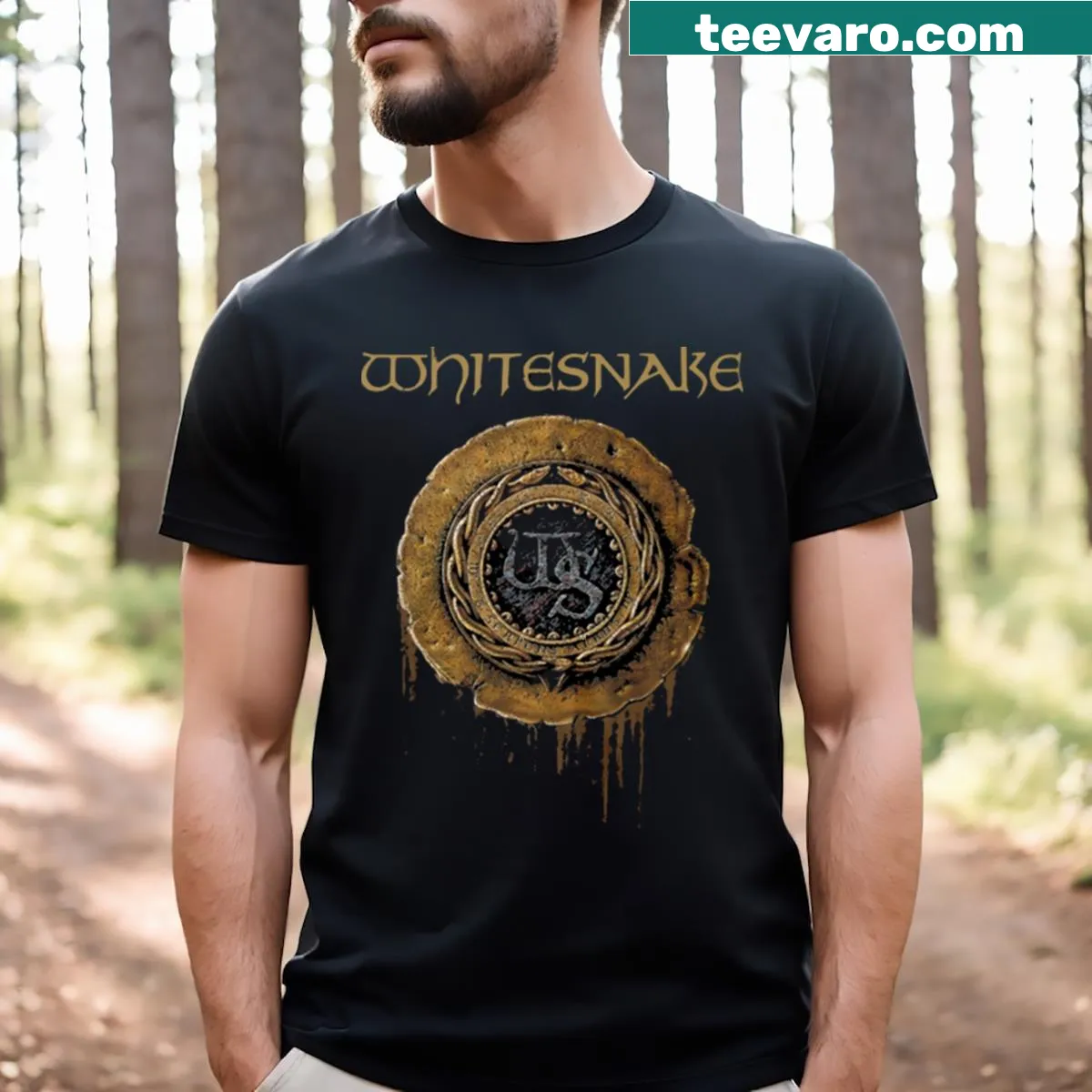 T-shirt featuring the classic Whitesnake logo — on a men's t-shirt