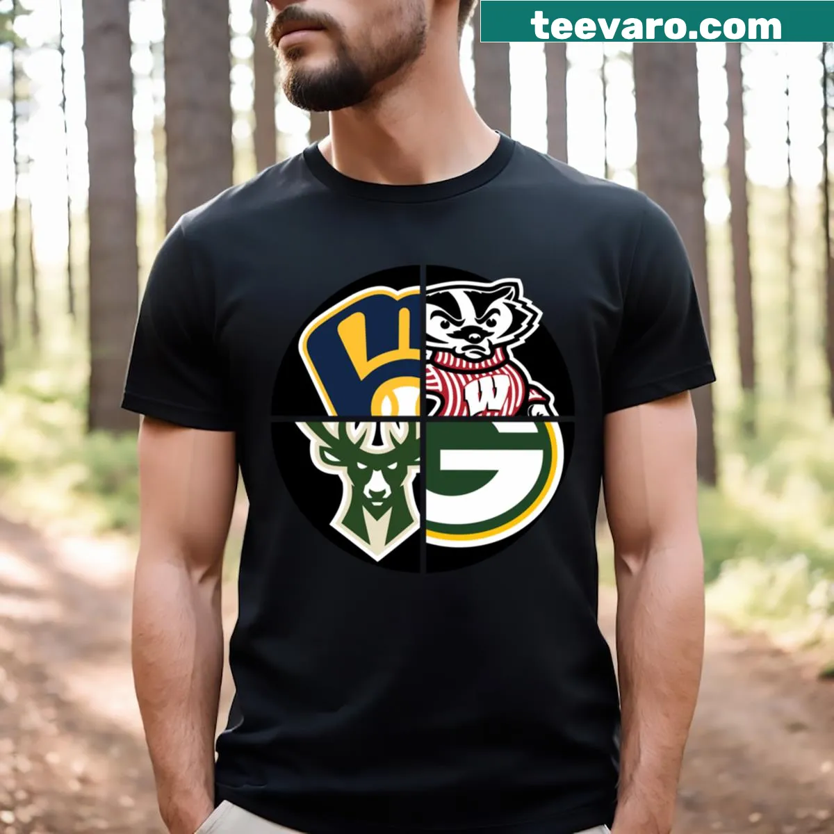 Wisconsin sports-themed essential t-shirt with a spirited design — on a men's t-shirt
