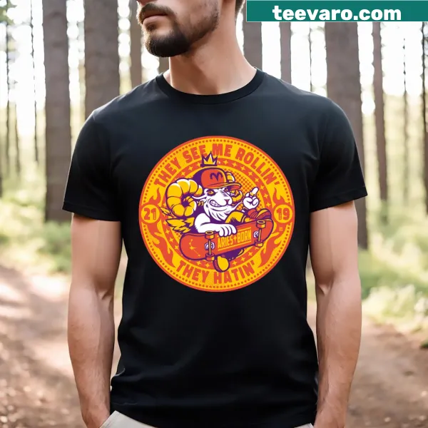 Aries-themed graphic with playful text on a T-shirt