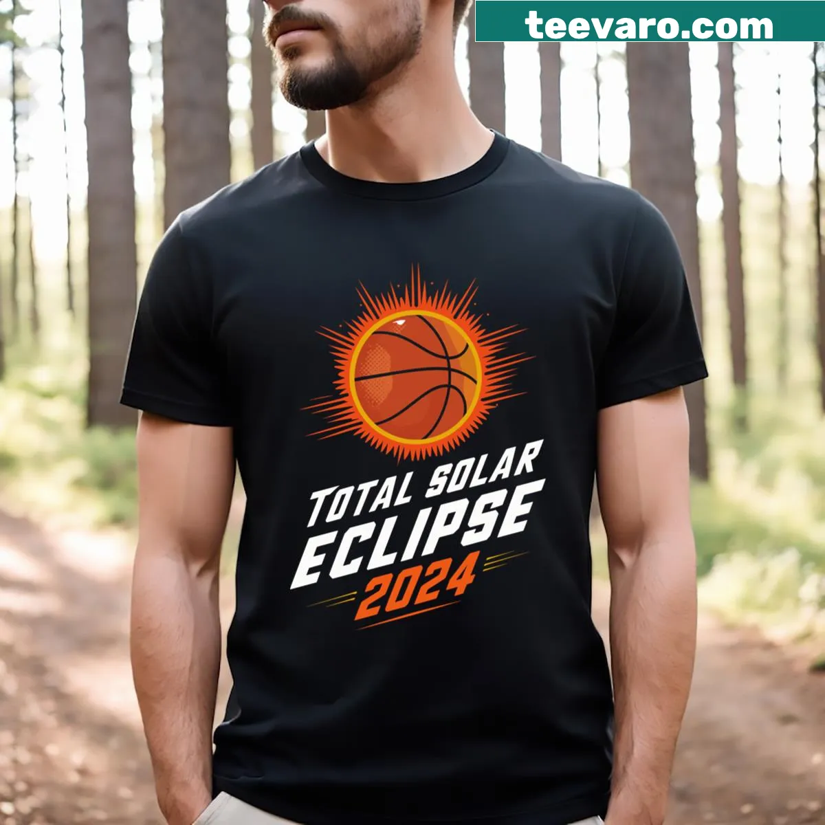 Basketball and solar eclipse graphic on a T-shirt — on a men's t-shirt