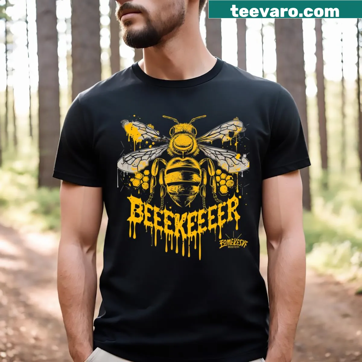 Typography Bee Educational Programs t-shirt — on a men's t-shirt
