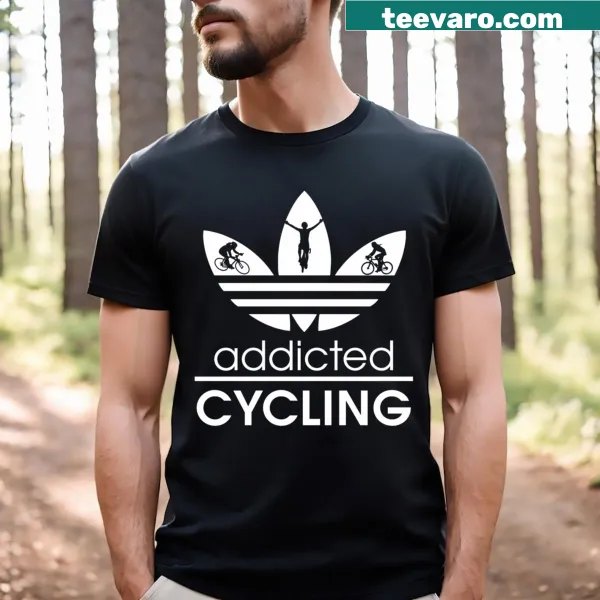 T-shirt with typography declaring addiction to cycling