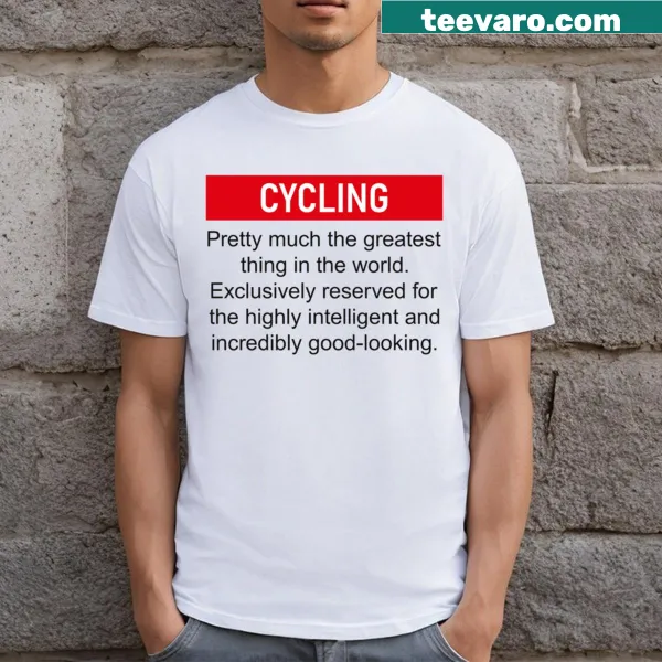 T-shirt featuring a clever definition of cycling in a typographic style