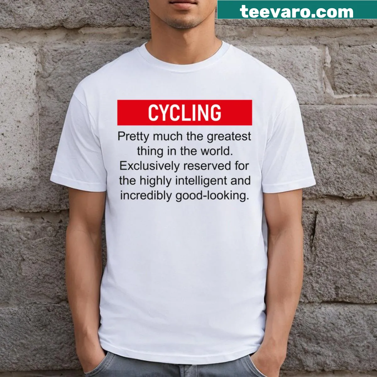 T-shirt featuring a clever definition of cycling in a typographic style — on a men's t-shirt