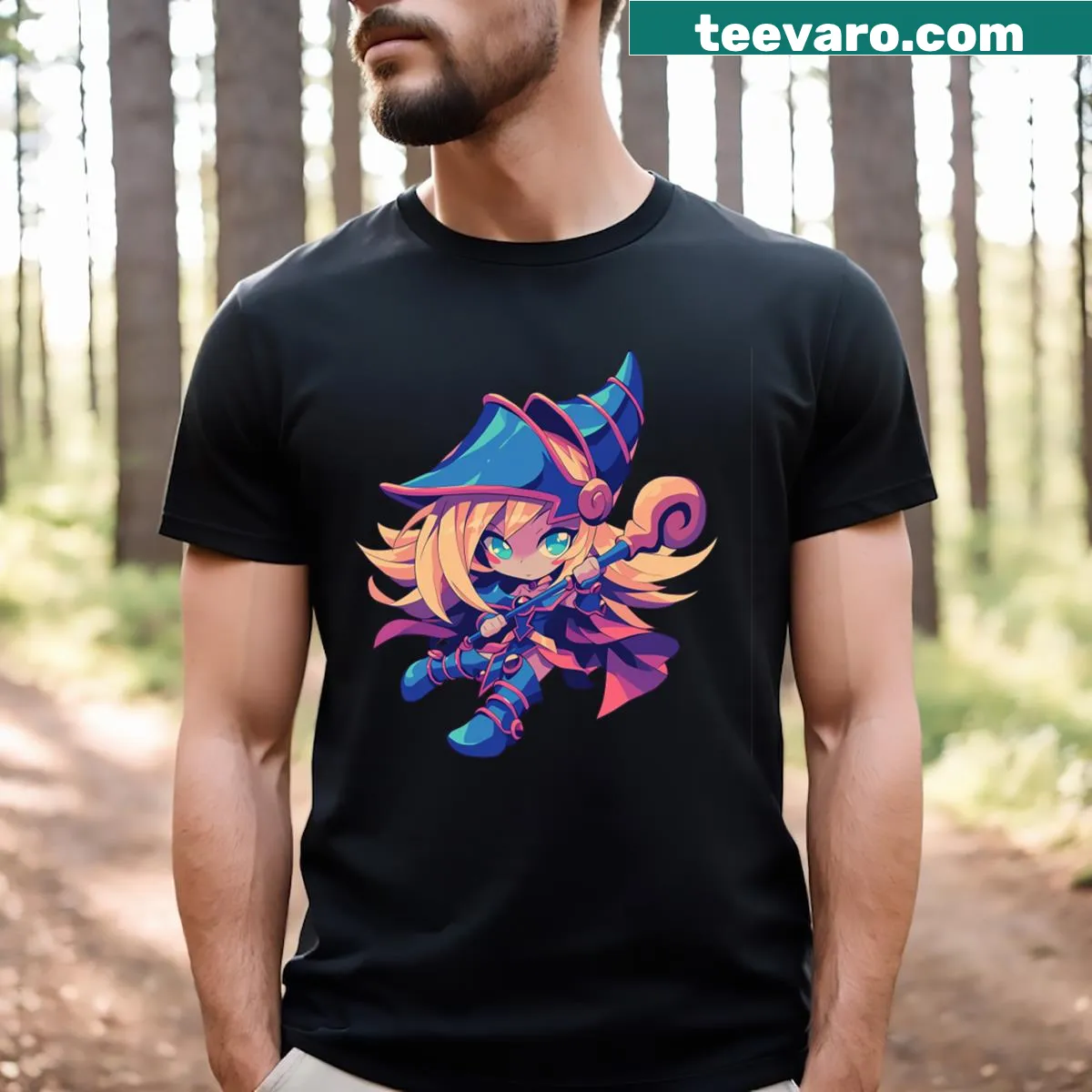 Charming illustration of a dark magician girl on a T-shirt. — on a men's t-shirt