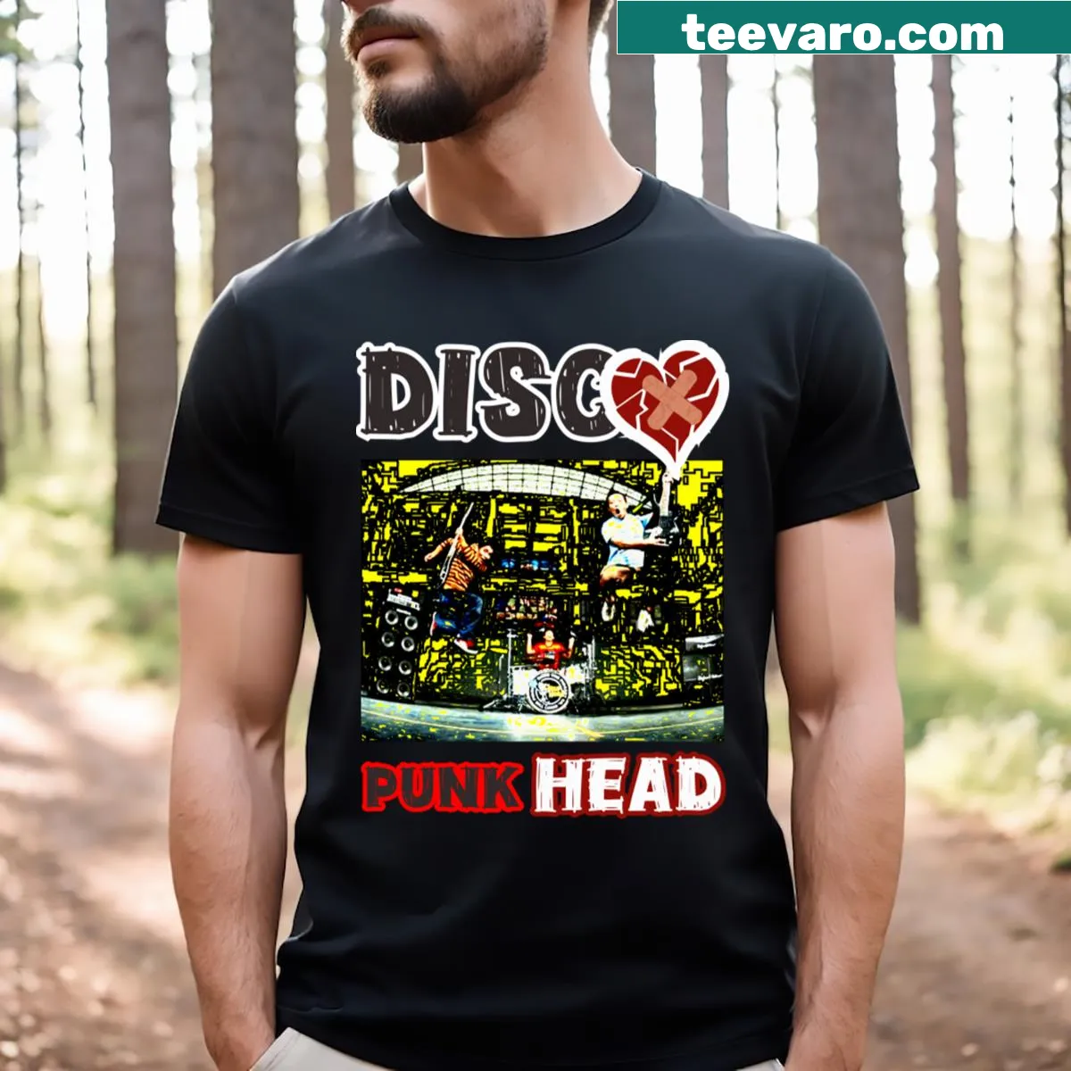 T-shirt with bold text Disco Punk Music — on a men's t-shirt