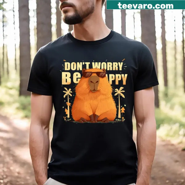 Uplifting typography Don't Worry Be Happy on a t-shirt