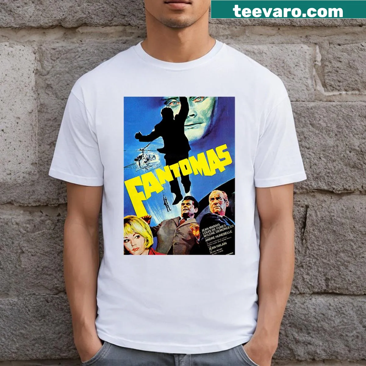Vintage-style T-shirt inspired by the film Fantomas — on a men's t-shirt