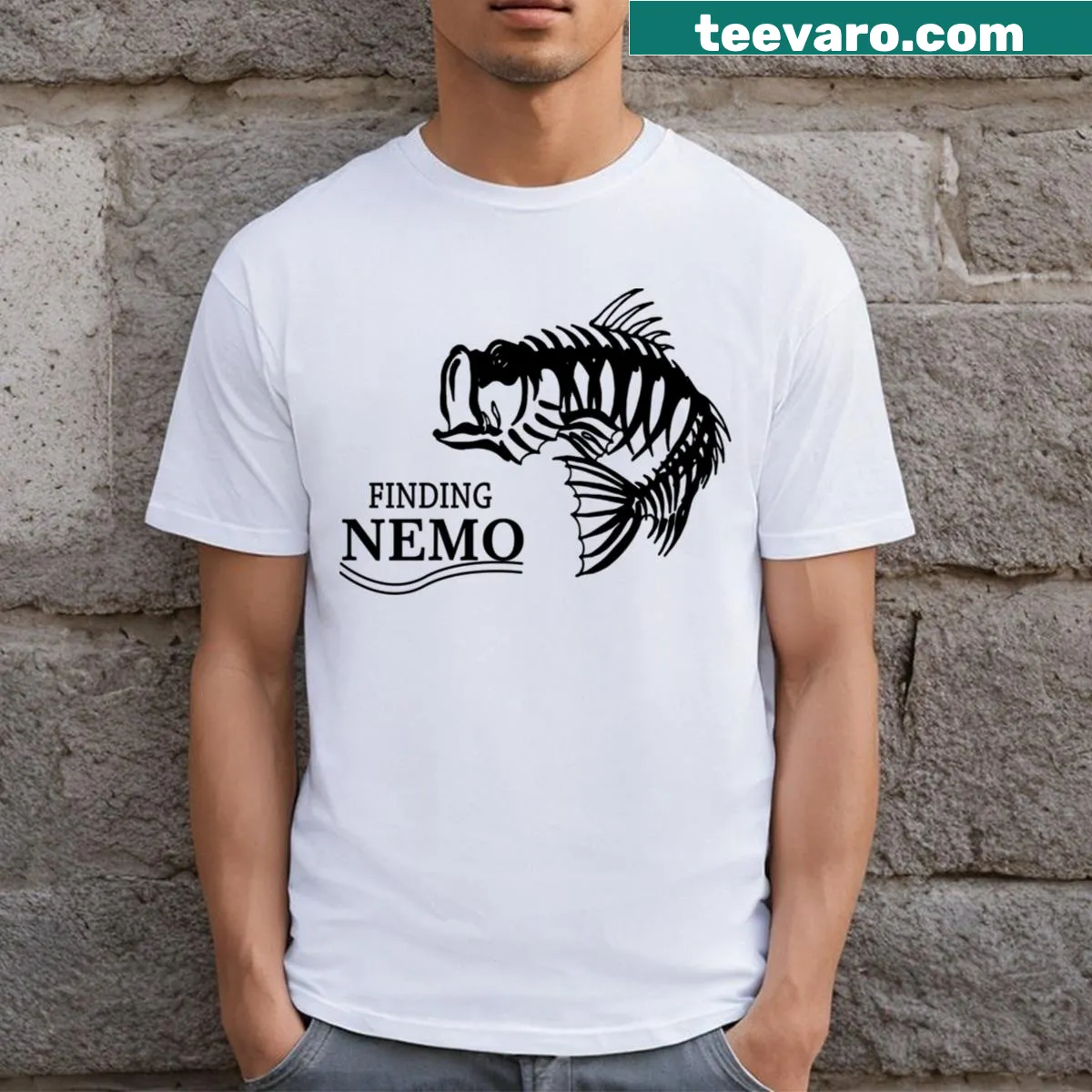 Illustrative design featuring characters from Finding Nemo — on a men's t-shirt