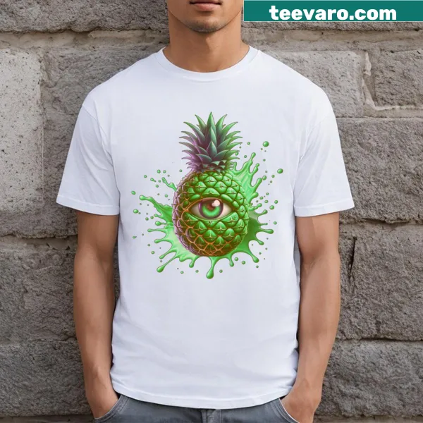Cartoon T-shirt featuring green pineapples