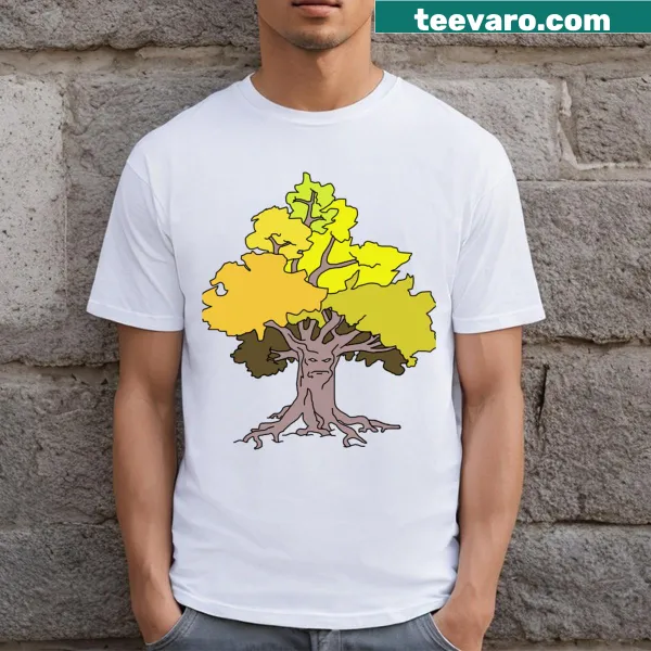 Illustration of a grumpy treant in an enchanted forest on a t-shirt