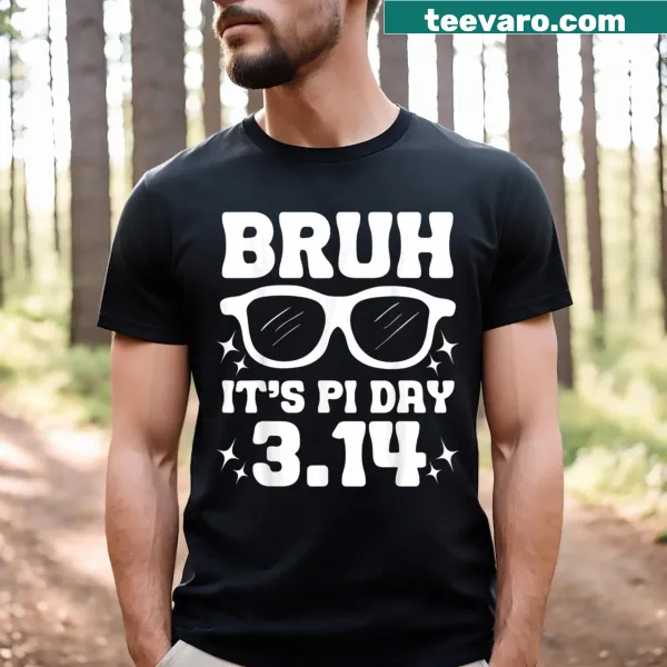 Funny Pi Day graphic T-shirt with math symbols and playful text