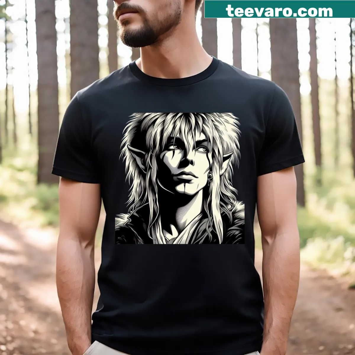 Vintage design of Jareth the Goblin King on a T-shirt — on a men's t-shirt