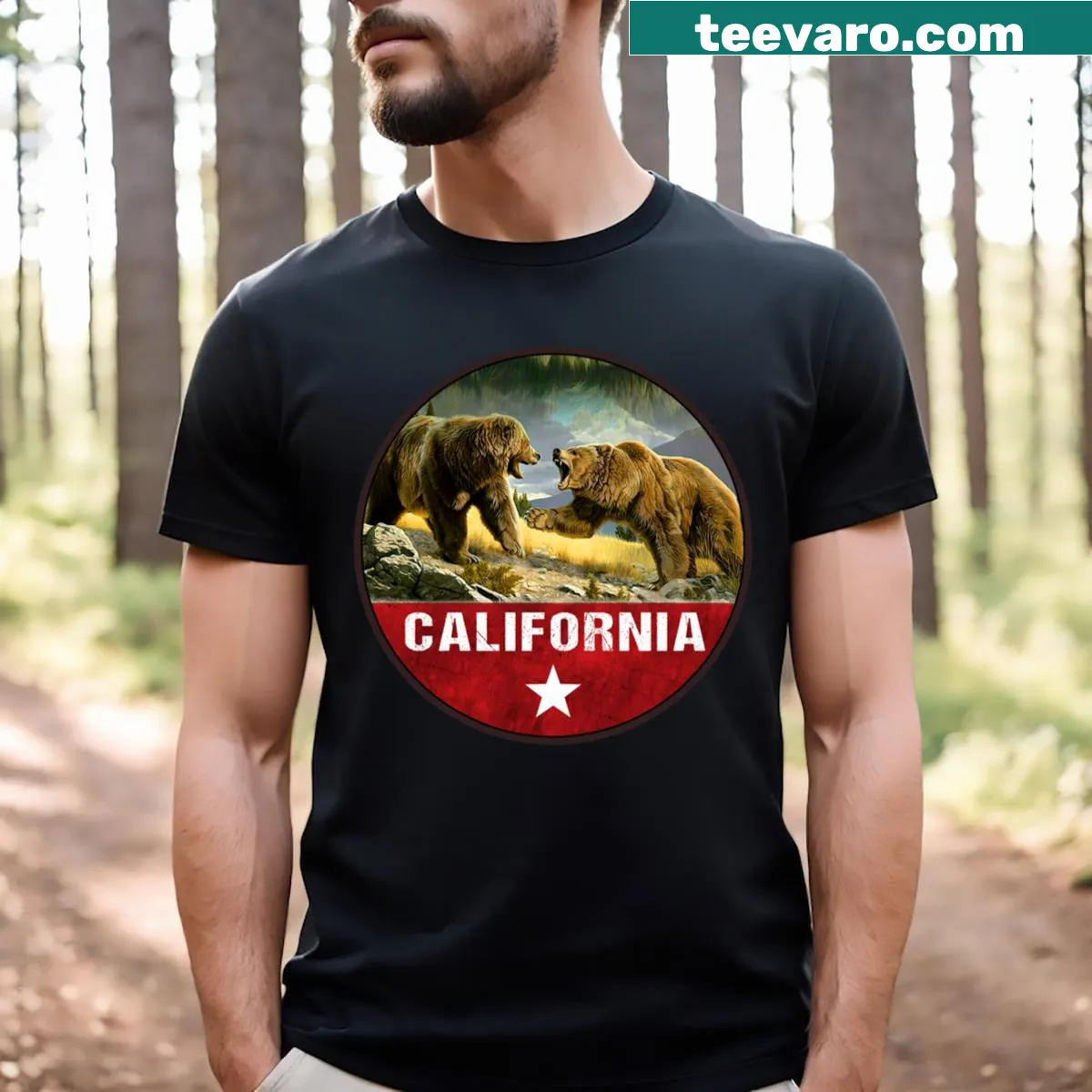 Illustrative design of a forest guardian on a t-shirt — on a men's t-shirt